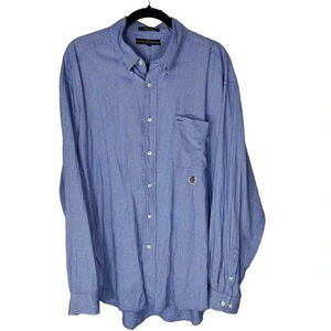Tommy Hilfiger Men's XL Blue Check Vintage Button-Up Shirt Long Sleeve
